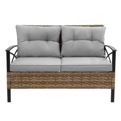 Patio 4 - Piece Grey Steel Outdoor Dining Sofa Set - Blissora - Omega Lifestyles