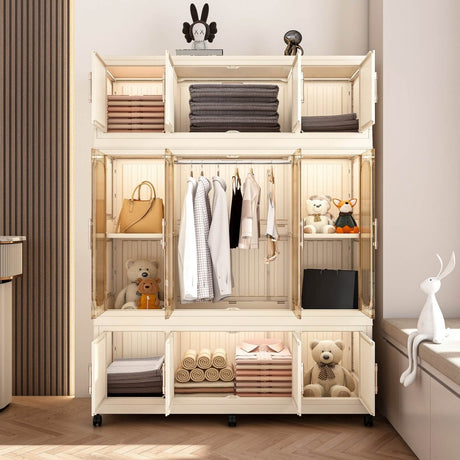 Portable Wardrobe Closet Organizer With Magnetic Doors - Omega Lifestyles