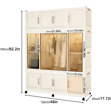 Portable Wardrobe Closet Organizer With Magnetic Doors - Omega Lifestyles