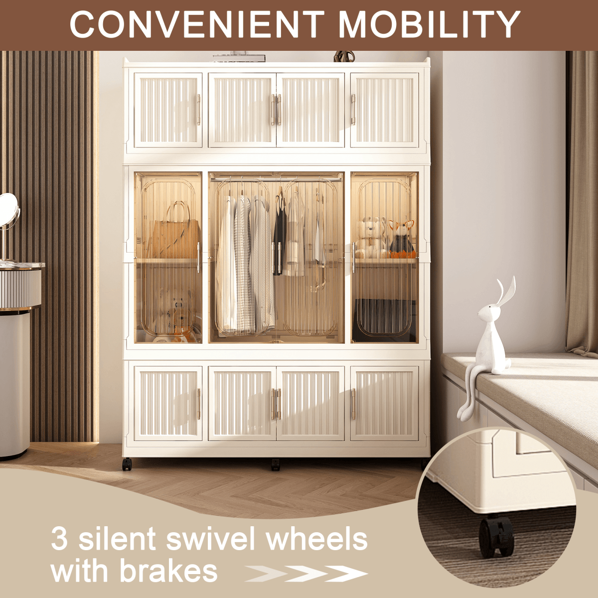 Portable Wardrobe Closet Organizer With Magnetic Doors - Omega Lifestyles