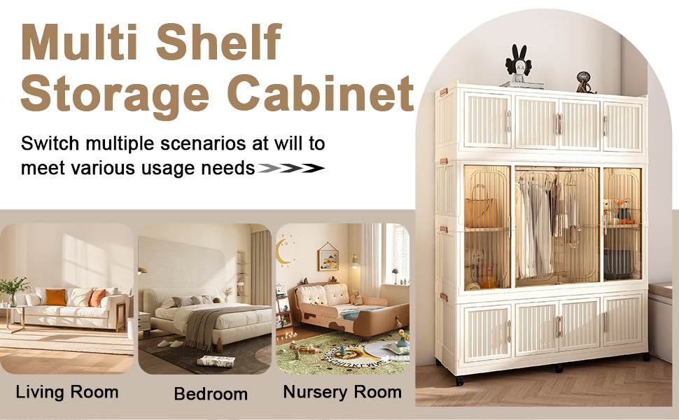 Portable Wardrobe Closet Organizer With Magnetic Doors - Omega Lifestyles