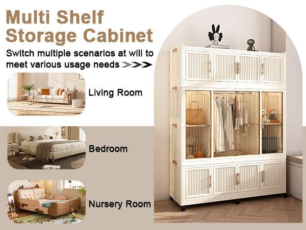 Portable Wardrobe Closet Organizer With Magnetic Doors - Omega Lifestyles