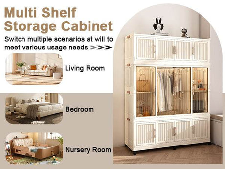 Portable Wardrobe Closet Organizer With Magnetic Doors - Omega Lifestyles