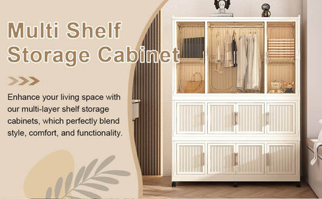 Portable Wardrobe Closet Organizer With Magnetic Doors - Omega Lifestyles