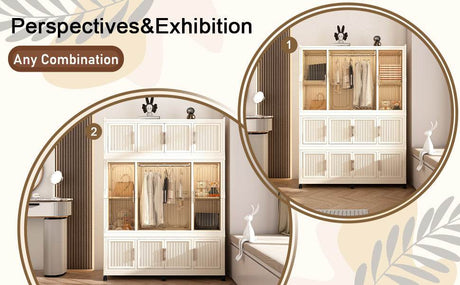 Portable Wardrobe Closet Organizer With Magnetic Doors - Omega Lifestyles