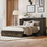 Queen Farmhouse Murphy Cabinet Bed With Charging Station - Omega Lifestyles