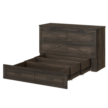 Queen Farmhouse Murphy Cabinet Bed With Charging Station - Omega Lifestyles