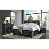 Queen Modern Wood Bookcase Bed Frame With Storage Drawers - Blissora - Omega Lifestyles
