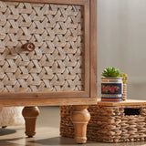 Rattan Mid Century Wood TV Stand With Storage - Omega Lifestyles