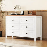 Retro Farmhouse Style Six-Drawer Wooden Dresser - Sleep Galleria