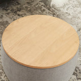 Round Linen Upholstered Storage Ottoman With Removable Top - Sleep Galleria