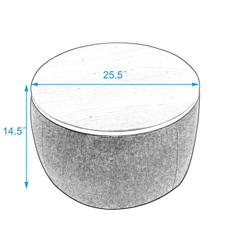 Round Linen Upholstered Storage Ottoman With Removable Top - Sleep Galleria
