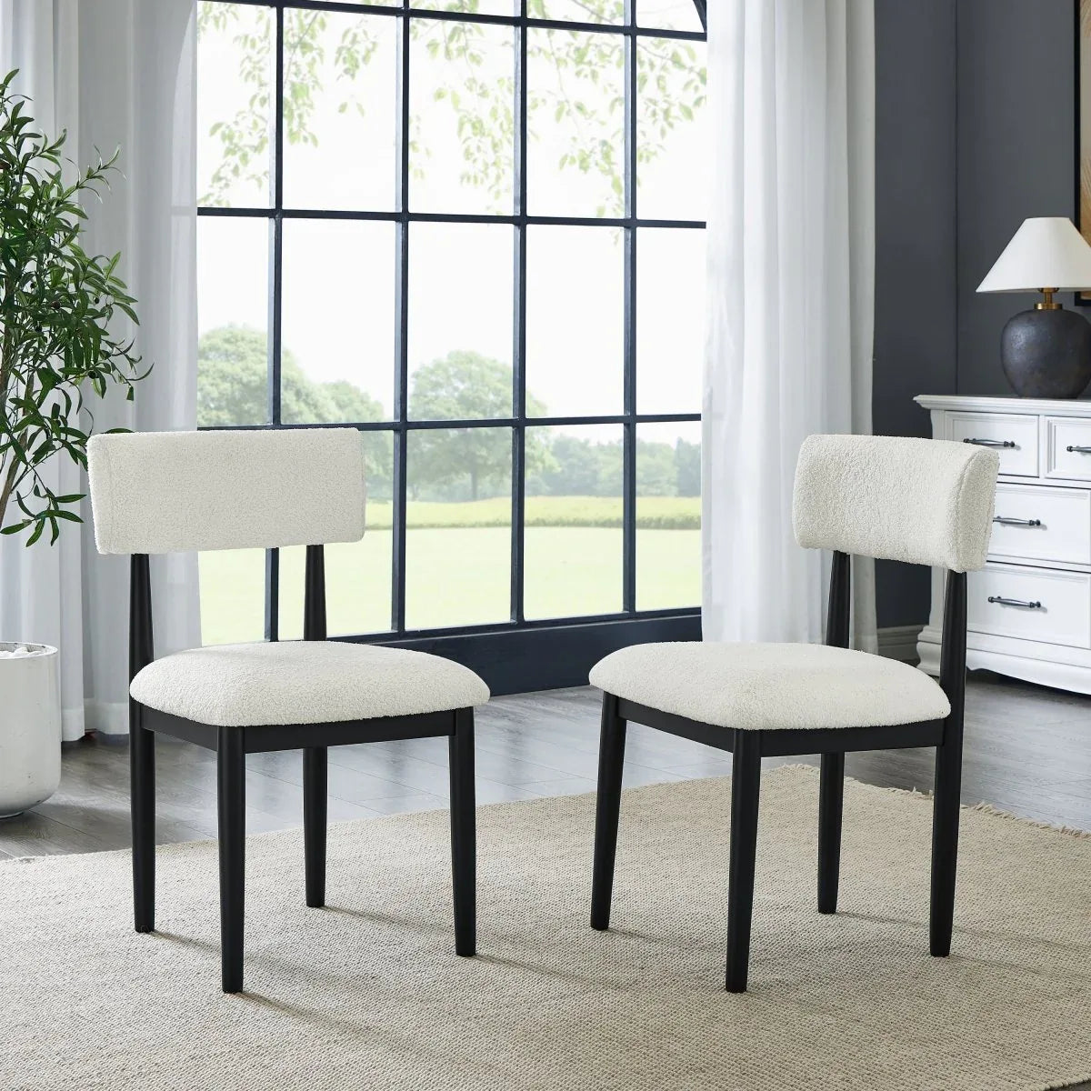 Set of 2 Ellis Boucle Upholstered Dining Chairs - Omega Lifestyles