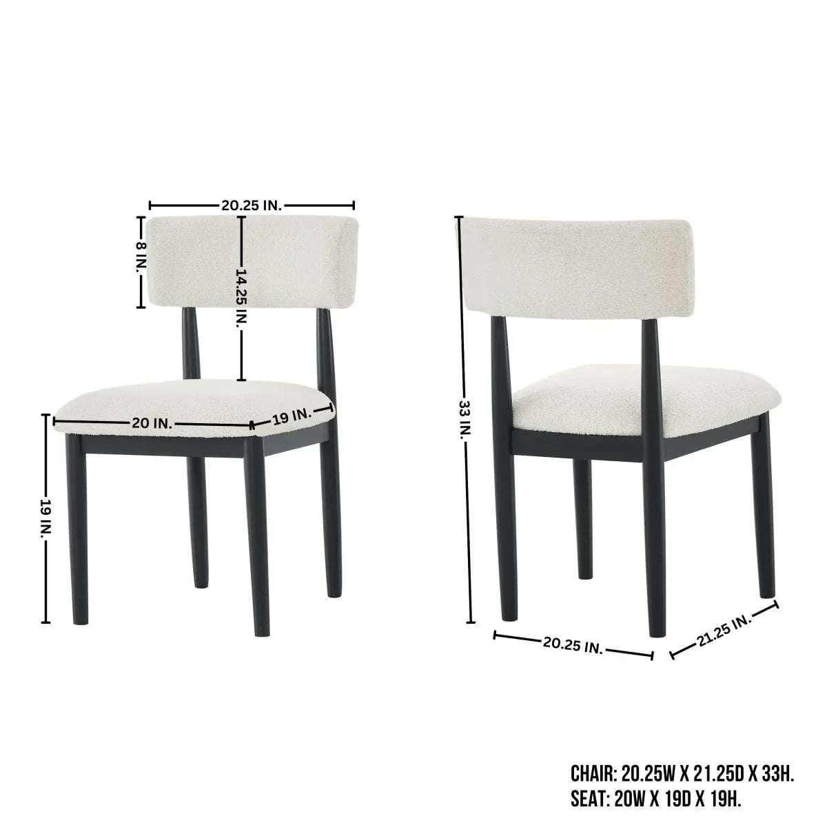 Set of 2 Ellis Boucle Upholstered Dining Chairs - Omega Lifestyles