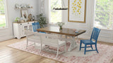 Solid Wood Brown White Trestle Dining Table - Blissora - Omega Lifestyles