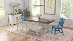 Solid Wood Brown White Trestle Dining Table - Omega Lifestyles