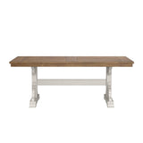 Solid Wood Brown White Trestle Dining Table - Blissora - Omega Lifestyles