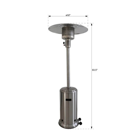 Steel Gray 46,000 BTU Aluminium Standing Patio Heater - Blissora - Omega Lifestyles
