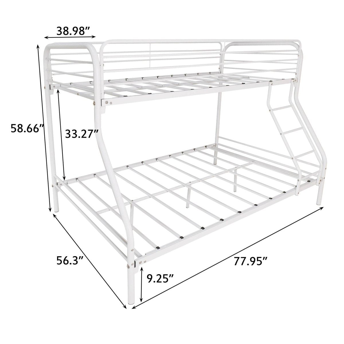 Twin - Over - Full Sturdy Metal White Bunk Bed Frame - Blissora - Omega Lifestyles