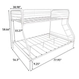 Twin - Over - Full Sturdy Metal White Bunk Bed Frame - Blissora - Omega Lifestyles