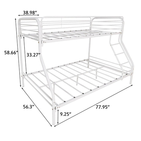 Twin - Over - Full Sturdy Metal White Bunk Bed Frame - Blissora - Omega Lifestyles