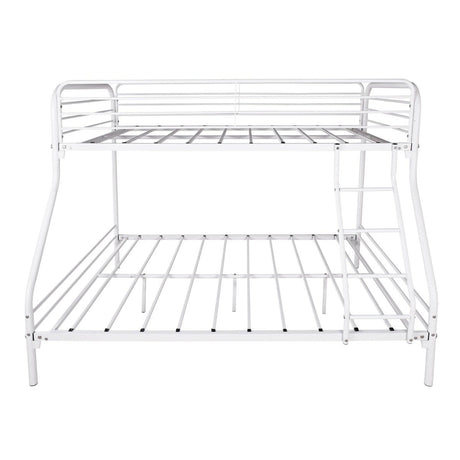 Twin - Over - Full Sturdy Metal White Bunk Bed Frame - Blissora - Omega Lifestyles