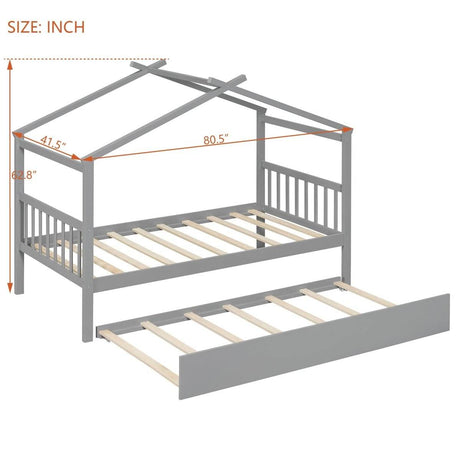 Twin Solid Wood House Daybed With Trundle - Sleep Galleria