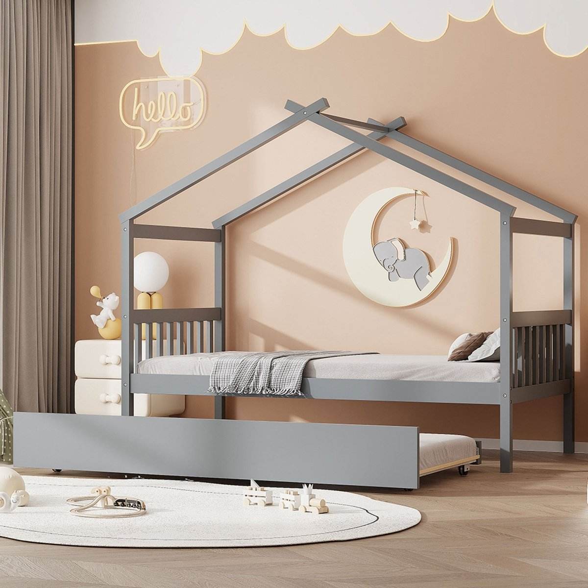Twin Solid Wood House Daybed With Trundle - Sleep Galleria