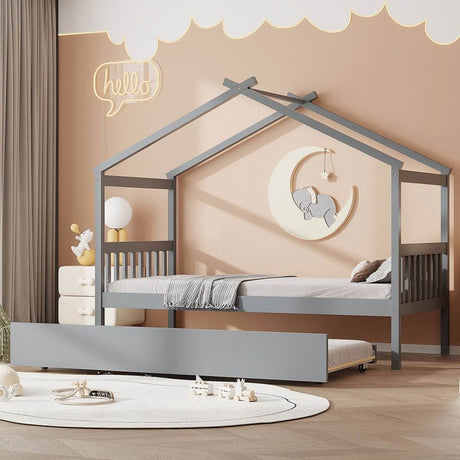 Twin Solid Wood House Daybed With Trundle - Sleep Galleria