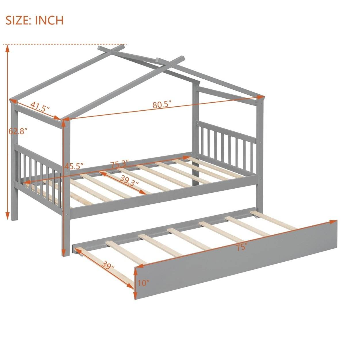 Twin Solid Wood House Daybed With Trundle - Sleep Galleria