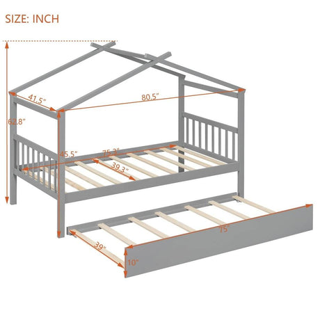 Twin Solid Wood House Daybed With Trundle - Sleep Galleria