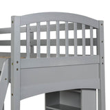 Twin Solid Wood Loft Bed With Desk and Storage Shelves - Blissora - Omega Lifestyles