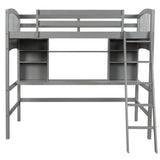 Twin Solid Wood Loft Bed With Desk and Storage Shelves - Blissora - Omega Lifestyles