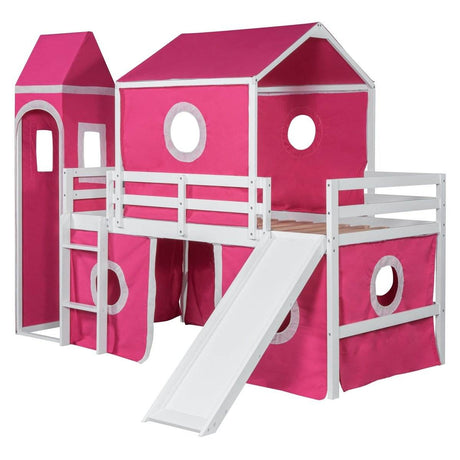Twin Solid Wood Loft Bed With Slide Tower - Sleep Galleria