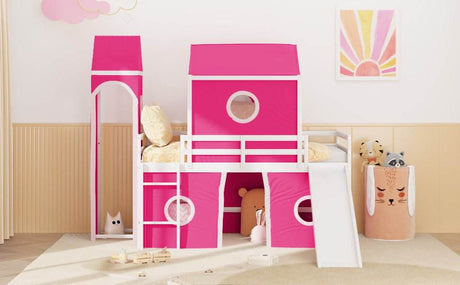 Twin Solid Wood Loft Bed With Slide Tower - Sleep Galleria