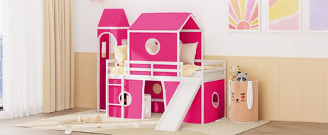 Twin Solid Wood Loft Bed With Slide Tower - Sleep Galleria