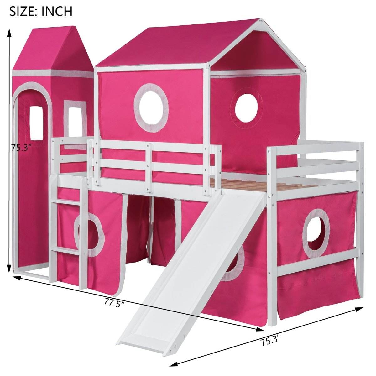 Twin Solid Wood Loft Bed With Slide Tower - Sleep Galleria