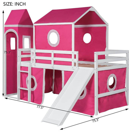 Twin Solid Wood Loft Bed With Slide Tower - Sleep Galleria