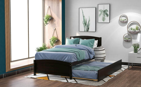 Twin Solid Wood Platform Bed With Trundle Espresso - Blissora - Omega Lifestyles