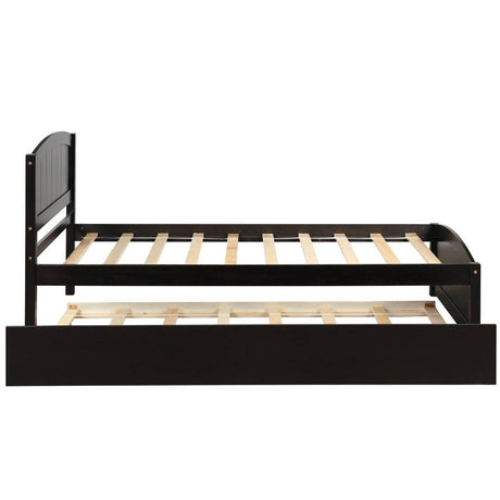 Twin Solid Wood Platform Bed With Trundle Espresso - Blissora - Omega Lifestyles