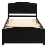 Twin Solid Wood Platform Bed With Trundle Espresso - Blissora - Omega Lifestyles