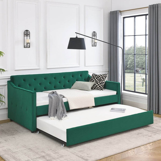 Twin Upholstered Velvet Daybed With Trundle - Sleep Galleria