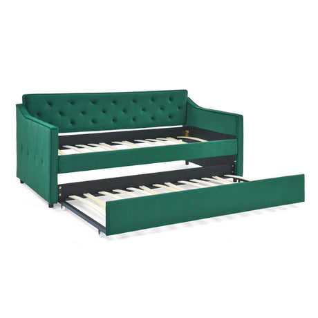 Twin Upholstered Velvet Daybed With Trundle - Sleep Galleria