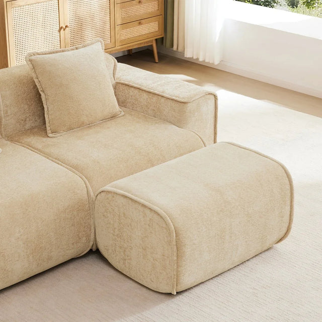 Velvet Modular Armless 1-Seat Sofa Light Camel - Omega Lifestyles