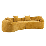 Yellow Curved 4-Seat Medium-Soft Chenille Sofa - Omega Lifestyles