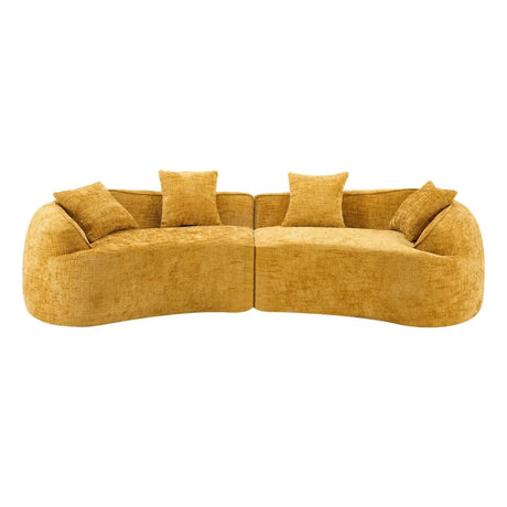 Yellow Curved 4-Seat Medium-Soft Chenille Sofa - Omega Lifestyles