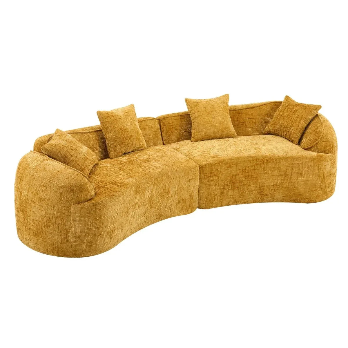 Yellow Curved 4-Seat Medium-Soft Chenille Sofa - Omega Lifestyles