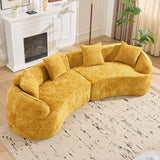 Yellow Curved 4-Seat Medium-Soft Chenille Sofa - Omega Lifestyles