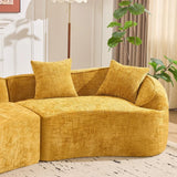 Yellow Curved 4-Seat Medium-Soft Chenille Sofa - Omega Lifestyles
