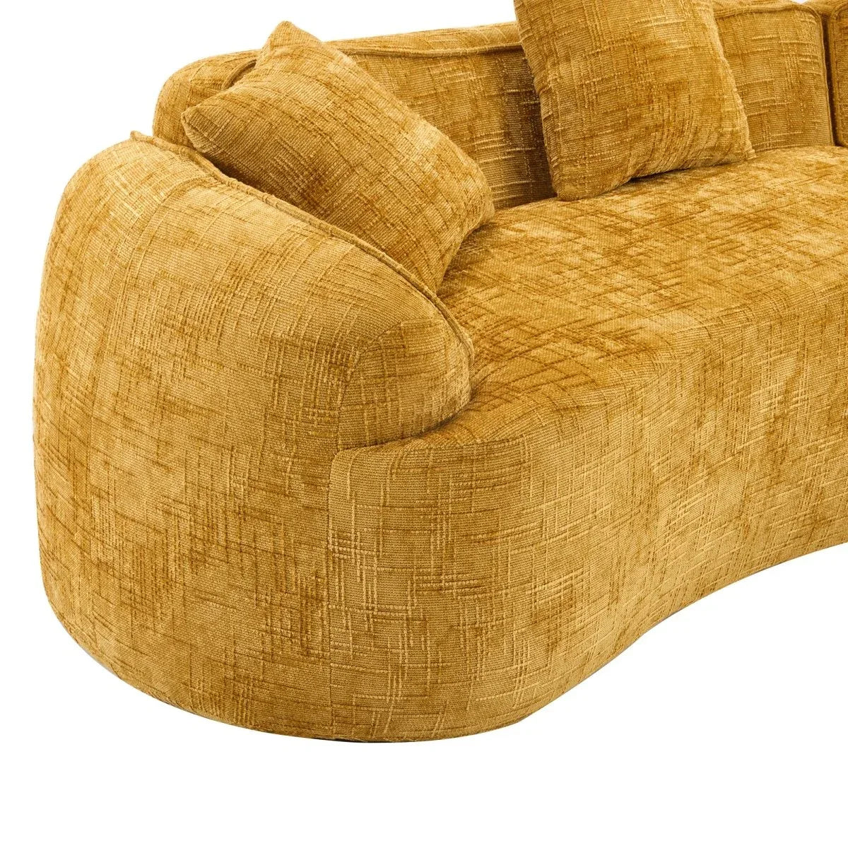Yellow Curved 4-Seat Medium-Soft Chenille Sofa - Omega Lifestyles